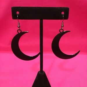 Black Crescent Moon Drop Earrings